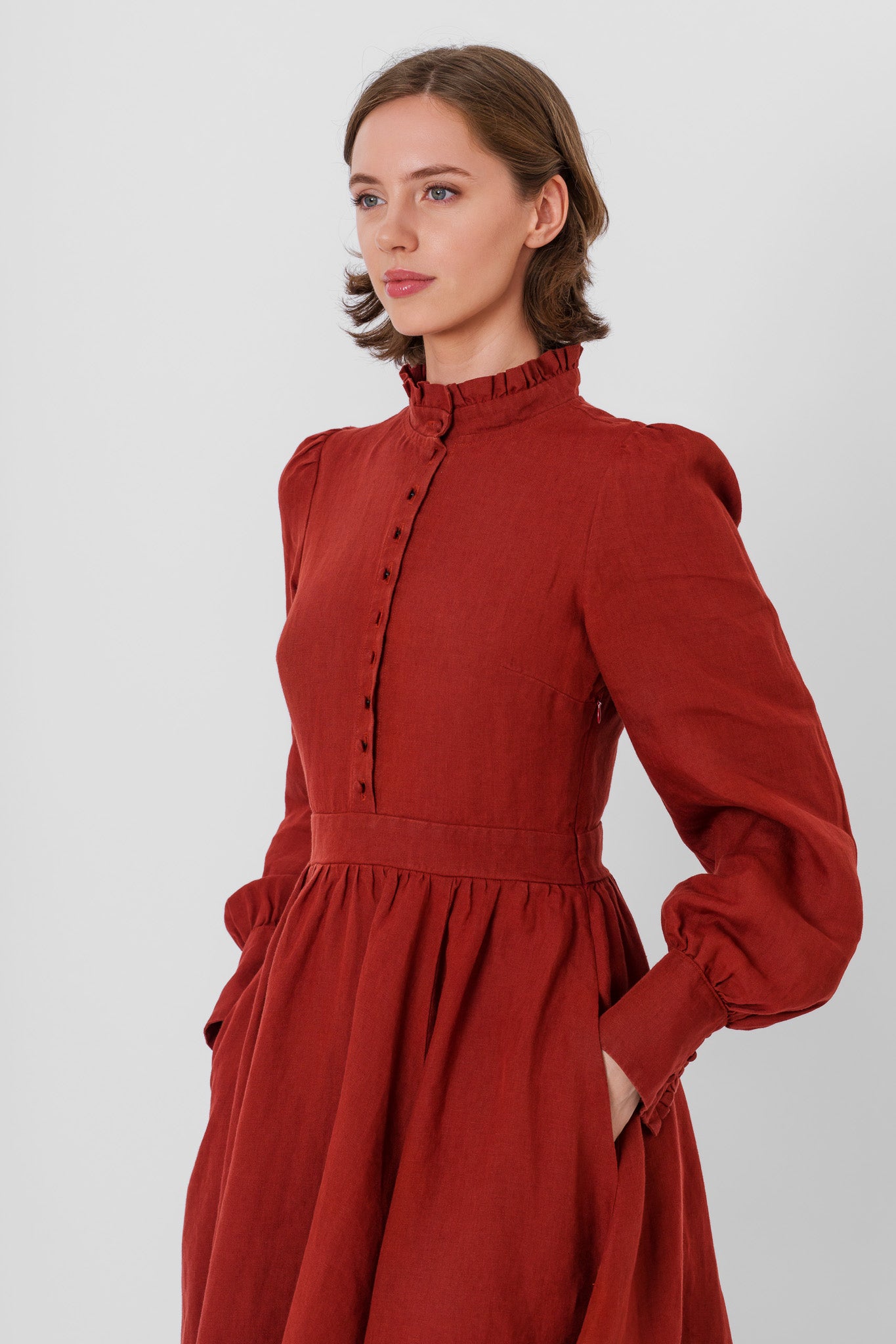 Abigail Dress, Long Sleeve #color_deep-terracotta