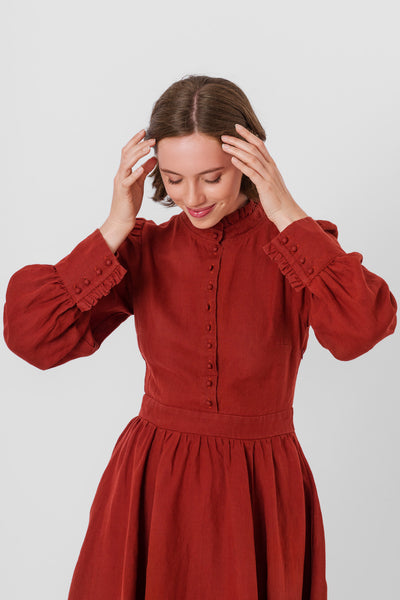Abigail Dress, Long Sleeve #color_deep-terracotta
