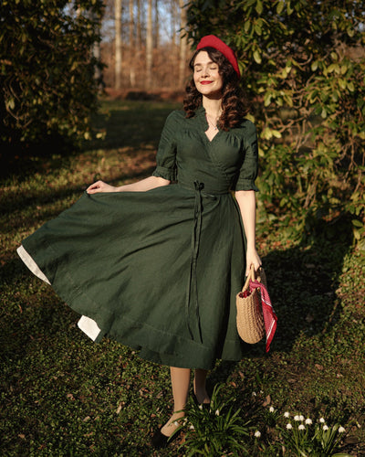 Darcy Dress, Short Sleeve, Evergreen#color_evergreen