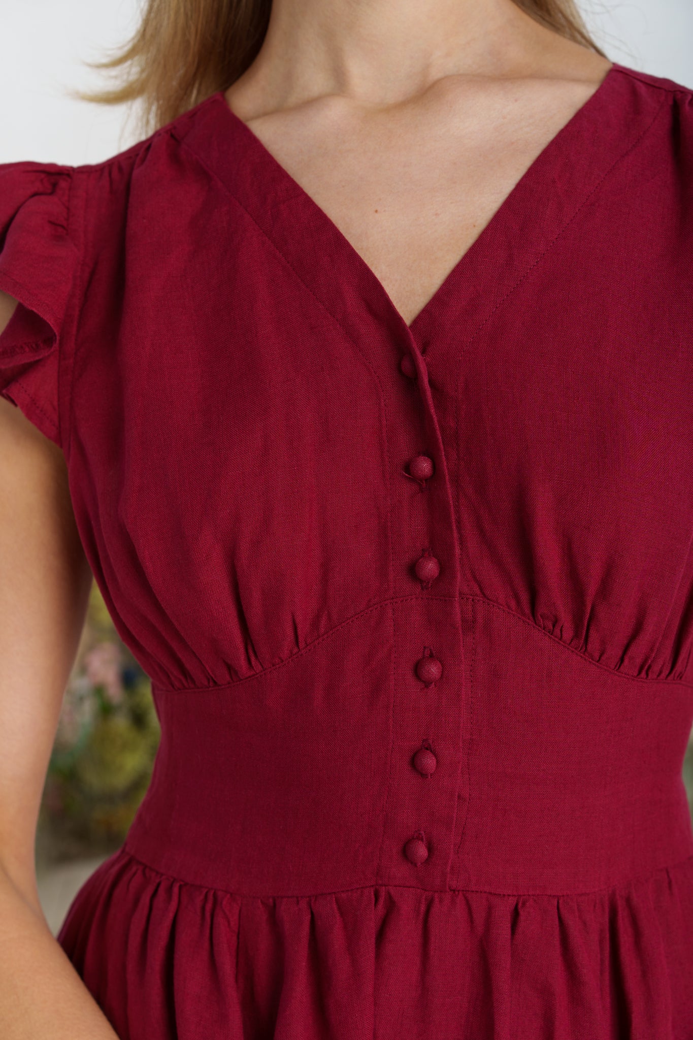 Diane Dress, Ruffle Sleeve, Marsala Red
#color_marsala-red