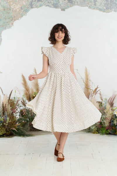 Diane Dress, Ruffle Sleeve, Tiny Dots
#color_tiny-dots