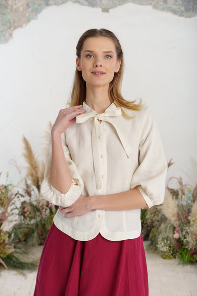 Jasmine Shirt, Long Sleeve, Milky White
#color_milky-white