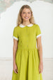 Classic Dress, Short Sleeve, Lime Green White Collar
#color_lime-green-white-collar