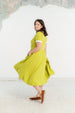 Classic Dress, Short Sleeve, Lime Green White Collar
#color_lime-green-white-collar
