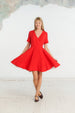 Mini Wrap Dress, Short Sleeve, Cherry Red Stripes
#color_cherry-red-stripes