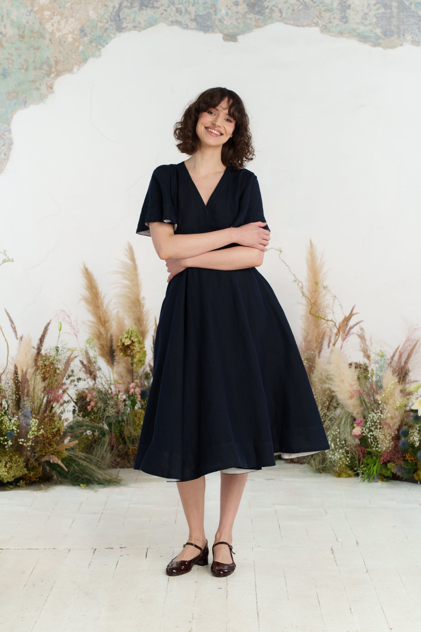 Wrap Dress, Butterfly Sleeve, Night Navy
#color_night-navy