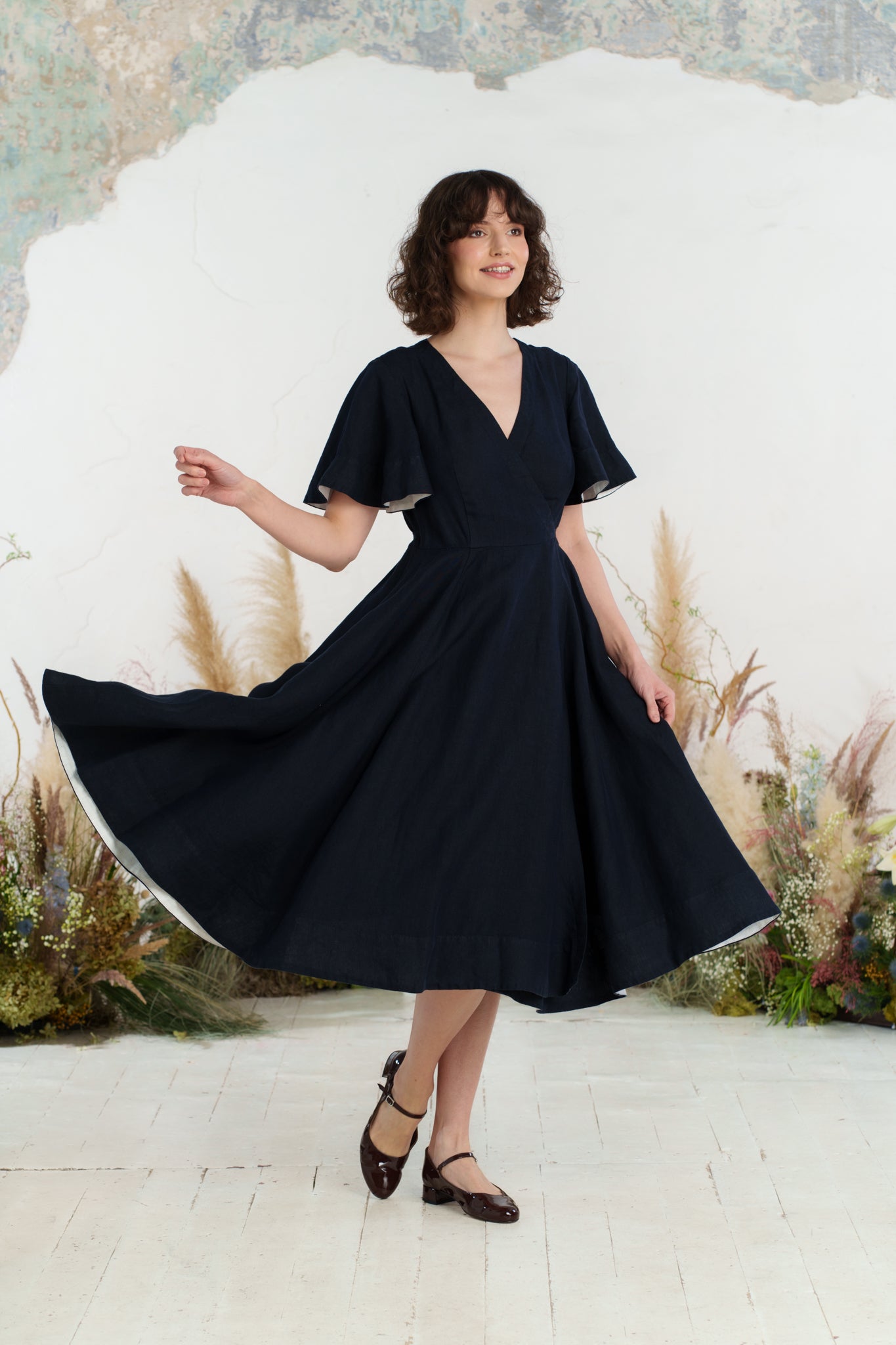 Wrap Dress, Butterfly Sleeve, Night Navy
#color_night-navy