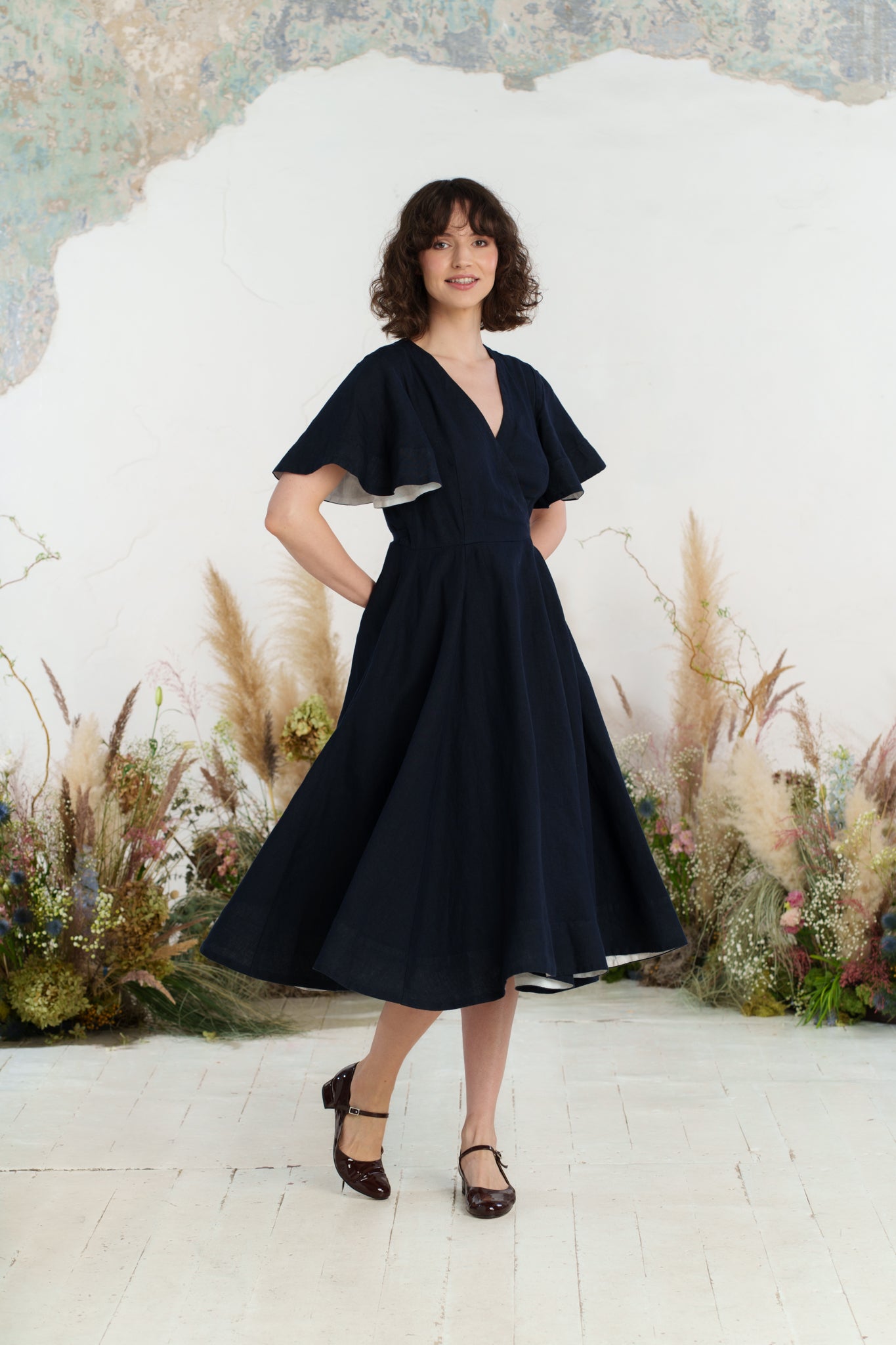 Wrap Dress, Butterfly Sleeve, Night Navy
#color_night-navy