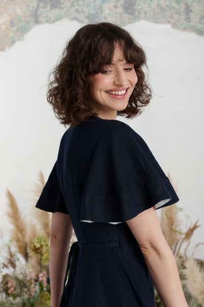 Wrap Dress, Butterfly Sleeve, Night Navy
#color_night-navy