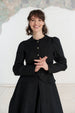 Elizabeth Coat, Long Sleeve, Twill Linen, Black Herringbone#color_black-herringbone