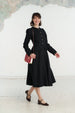Elizabeth Coat, Long Sleeve, Twill Linen, Black Herringbone#color_black-herringbone