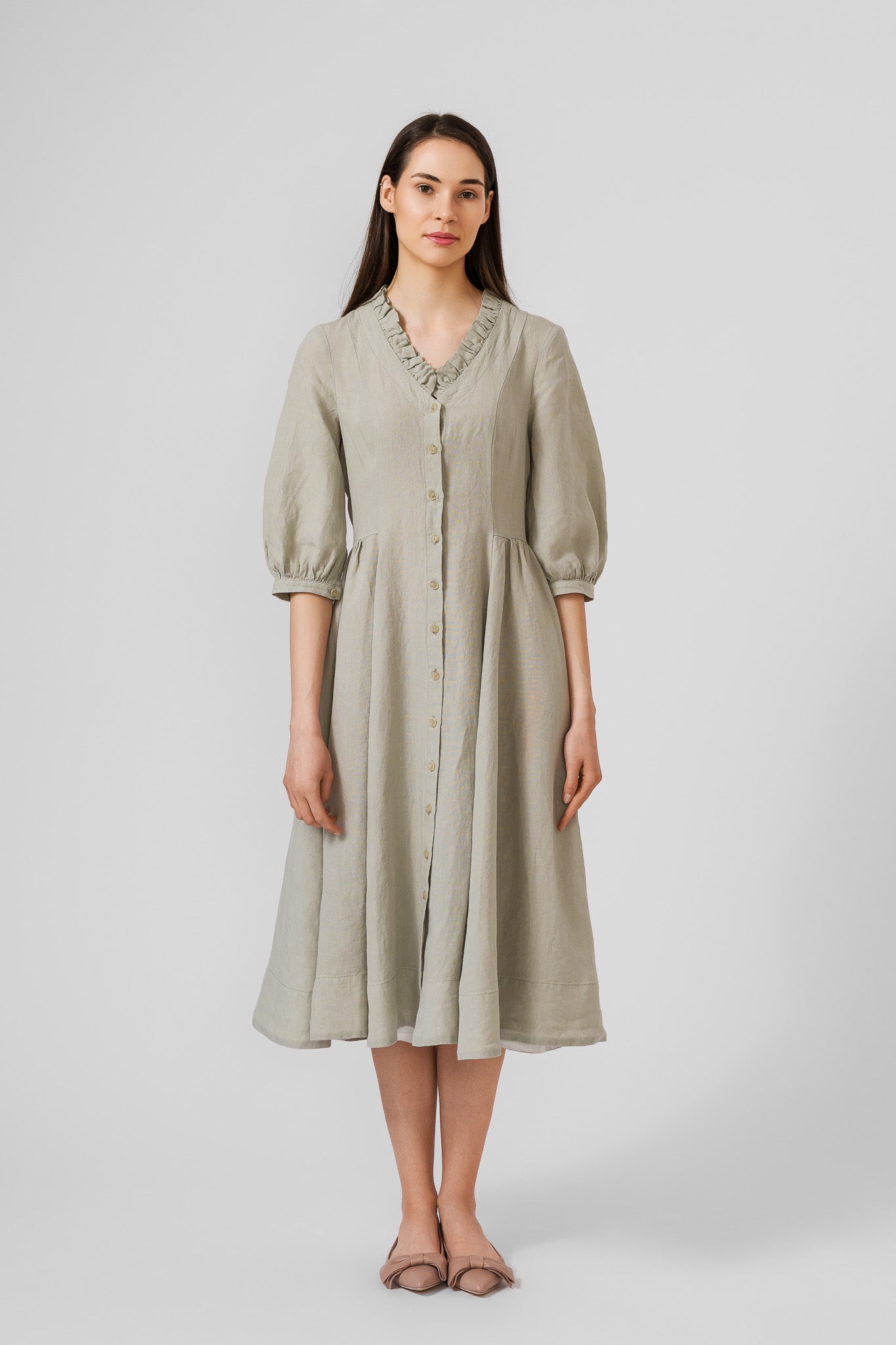 Ophelia Dress, 3/4 Sleeve, Mint#color_mint