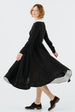 Classic Dress with Embroidered Golden Fields Collar, Long Sleeve, Black Pansy#color_black-pansy