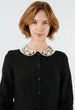 Classic Dress with Embroidered Garden Collar, Long Sleeve, Black Pansy#color_black-pansy