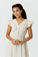 Diane Dress, Ruffle Sleeve, Hemp, Milky White#color_milky-white