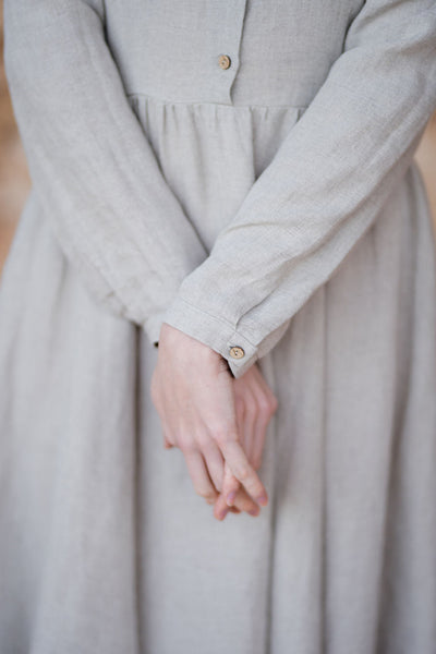 Classic Dress, Long Sleeve, Natural Linen#color_natural-linen