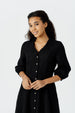 Ophelia Dress, 3/4 Sleeve, Black Pansy#color_black-pansy