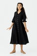 Ophelia Dress, 3/4 Sleeve, Black Pansy#color_black-pansy