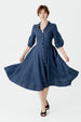 Ophelia Dress, 3/4 Sleeve, Moonlight Blue#color_moonlight-blue