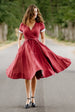 Wrap Dress, Short Sleeve, Marsala Red#color_marsala-red